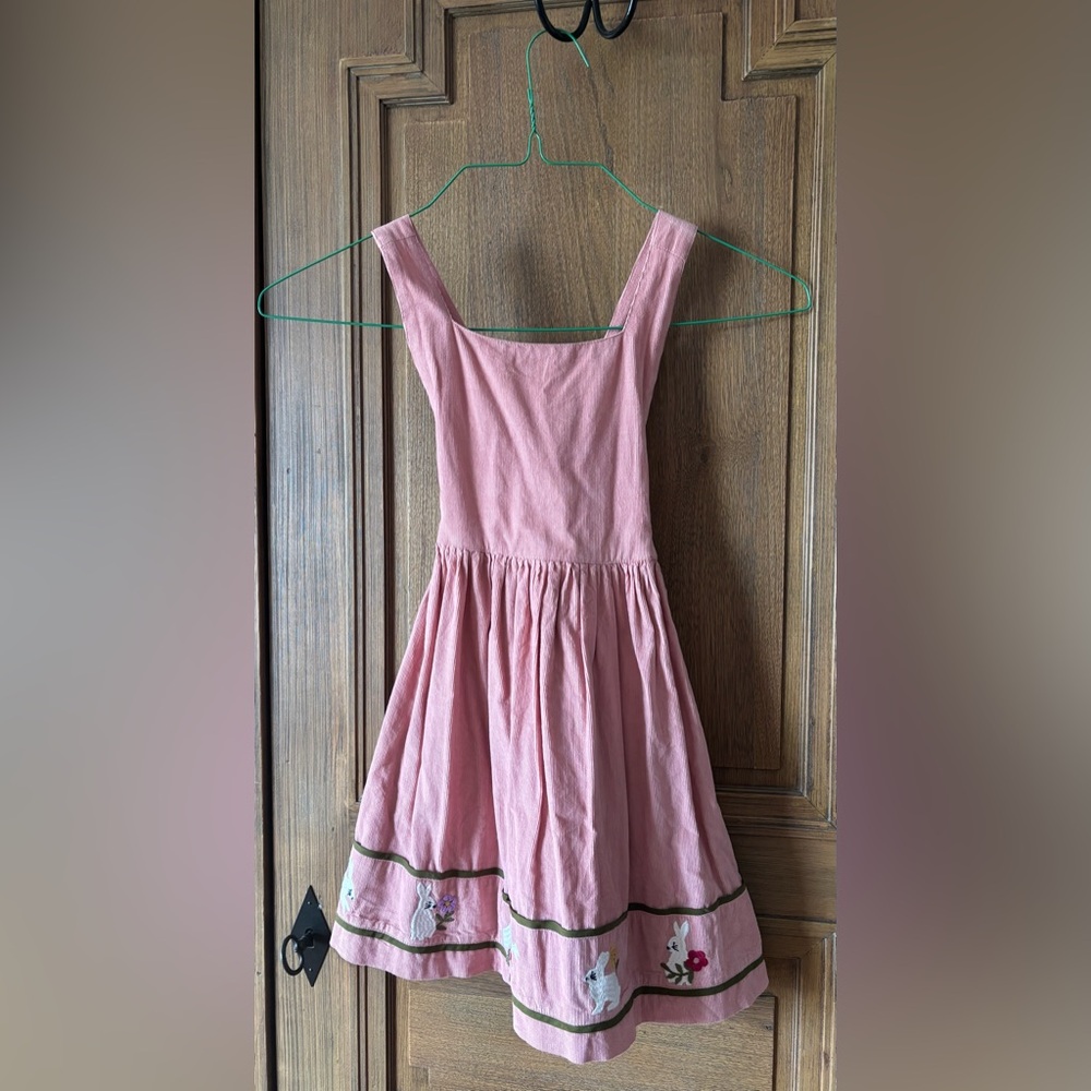 Mini Boden embroidered bunny corduroy jumper dress